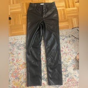 Black leather good legs, good American flare, leather pants size 4…like new